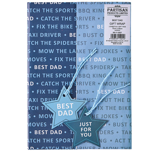 A Pack of Best Dad Gift Wrap & Gift Tags