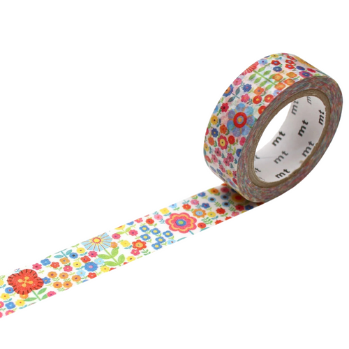 A roll of MT Ex Mini Flower Garden Washi Tape, measuring approx. 15mm x 7m. A roll of MT Ex Mini Flower Garden Washi Tape, measuring approx. 15mm x 7m.
