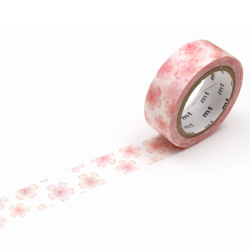 A roll of MT Ex Sakura Flower Washi Tape, measuring approx. 15mm x 7m. A roll of MT Ex Sakura Flower Washi Tape, measuring approx. 15mm x 7m.