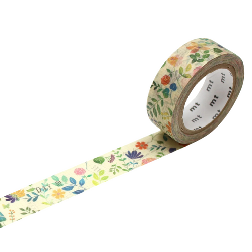 A roll of MT Ex Watercolour Flower Washi Tape, measuring approx. 15mm x 7m. A roll of MT Ex Watercolour Flower Washi Tape, measuring approx. 15mm x 7m.