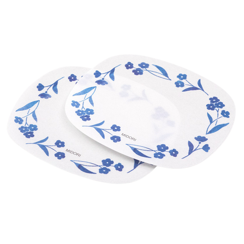 A Blue Flowers Transparent Sticky Note Pad, manufactured by Midori.