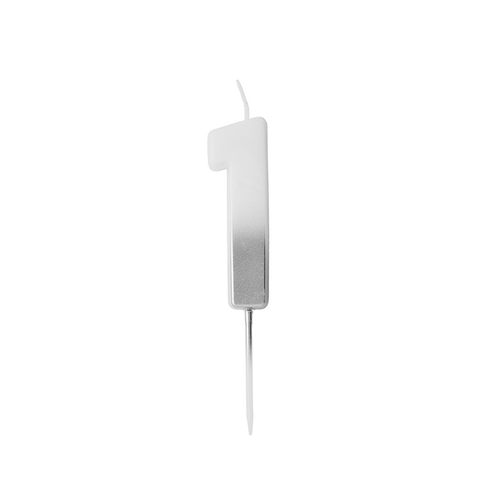 A Silver Ombre Number 1 Candle, measuring approx. 6.2cm. A Silver Ombre Number 1 Candle, measuring approx. 6.2cm.