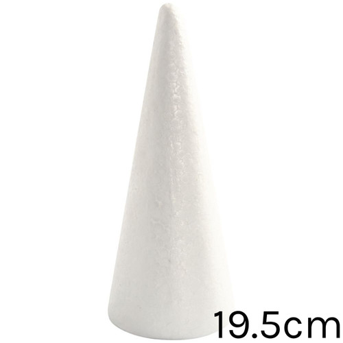 A Plain Polystyrene Cone, measuring approx. 19.5cm. A Plain Polystyrene Cone, measuring approx. 19.5cm.