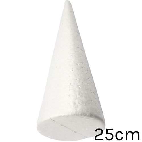 A Plain Polystyrene Cone, measuring approx. 25cm. A Plain Polystyrene Cone, measuring approx. 25cm.