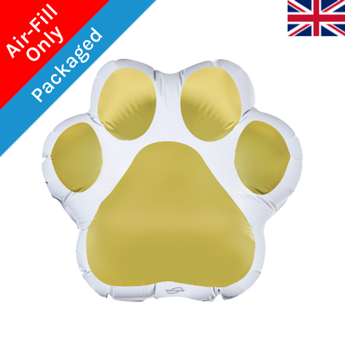 A packaged 8 inch Golden Paw Print Foil Balloon, manufacturer by Oaktree. A packaged 8 inch Golden Paw Print Foil Balloon, manufacturer by Oaktree.