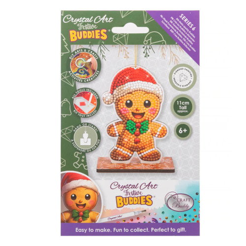 A Gingerbread Man Crystal Art Hanging Buddy Kit.