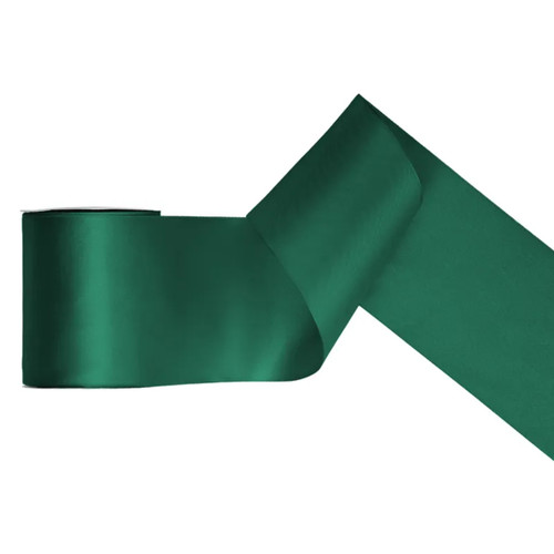 A spool of Bottle Green Satin Ribbon, measuring approx. 100mm x 25m. A spool of Bottle Green Satin Ribbon, measuring approx. 100mm x 25m.