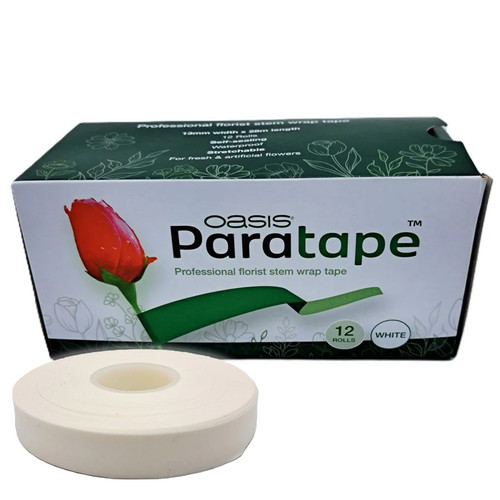 A box of 13mm white paratape, manufactured by Oasis. A box of 13mm white paratape, manufactured by Oasis.