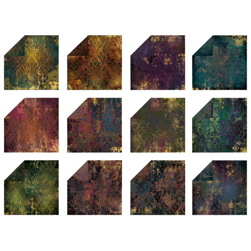 A 12" x 12” Dark Distressed Damask Paper Pad, manufactured by Crafter’s Companion.