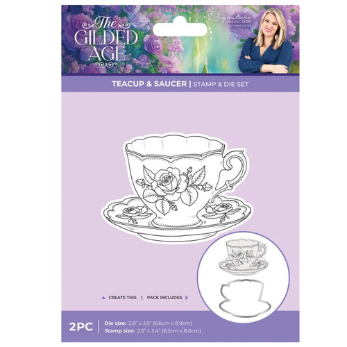 A 2 Piece Gilded Age Teacup & Saucer Stamp & Die Set, manufactured by Crafter’s Companion. A 2 Piece Gilded Age Teacup & Saucer Stamp & Die Set, manufactured by Crafter’s Companion.