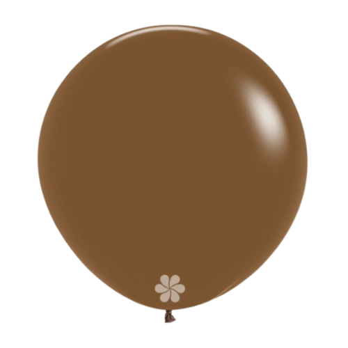 A bag of 3 24" Fashion Mocha Latex Balloons, manufactured by Sempertex Europe.