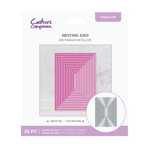 A Rectangle Nesting Metal Die Set, with 25 pieces included. A Rectangle Nesting Metal Die Set, with 25 pieces included.