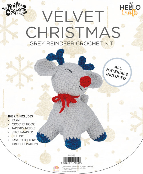 A Knitty Critters Grey Reindeer Crochet Kit. A Knitty Critters Grey Reindeer Crochet Kit.