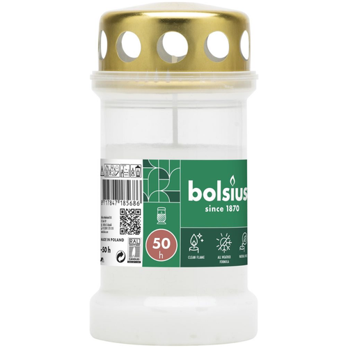 A White Memorial Candle with Lid.