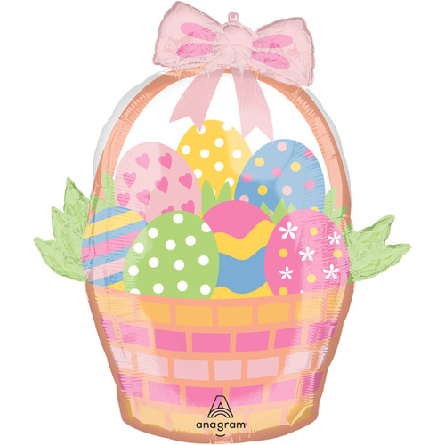 A 23 inch Easter egg basket Supershape foil balloon, manufactured by Anagram.