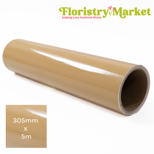 A Roll of Ritrama Light Brown Gloss Opaque Vinyl, measuring approx. 305mm x 5m.