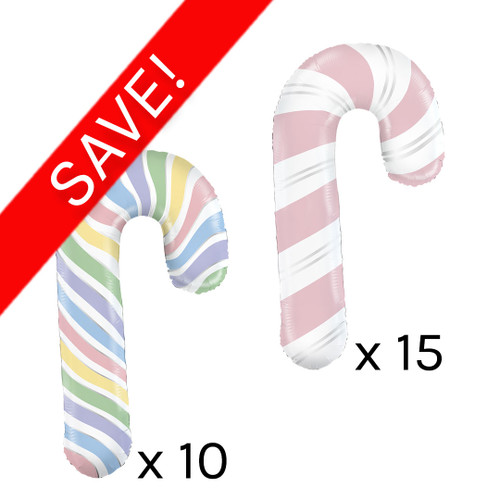 A Grabo 35 inch Mixed Candy Cane Foils Bargain Box.