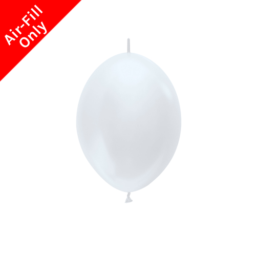 A pack of 50 6" Satin White Link-O-Loon Latex Balloons, manufactured by Sempertex.