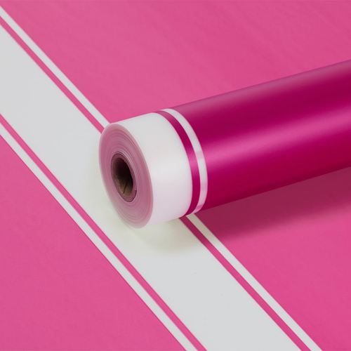 A roll of Metallic Pink Square Edge Frosted Film, measuring approx. 80cm x 80m.