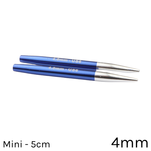 A set of Mini KnitPro Interchangeable Circular Knitting Needle Pin Tips, with a width of approx. 4mm.