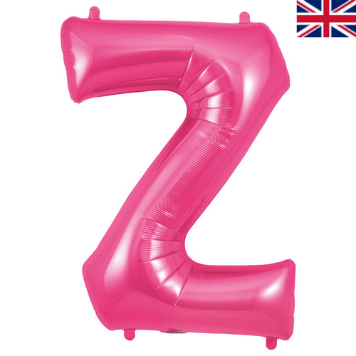 A 34 inch Oaktree Pink Letter Z Foil Balloon, manufactured by Oaktree.