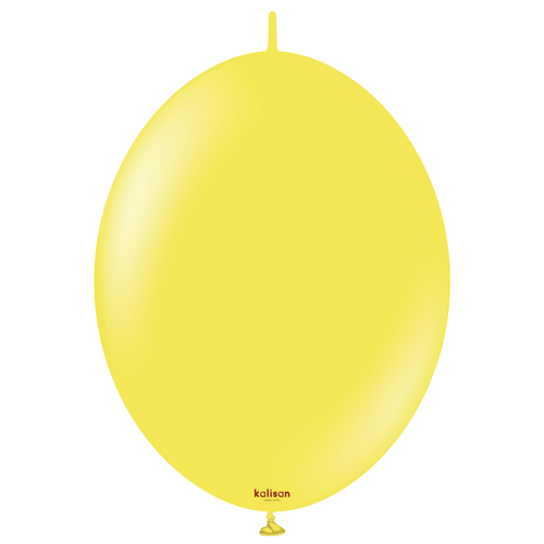A Pack of 50 12" Standard Yellow Kalisan K-Link Latex Balloons, manufactured by Kalisan.