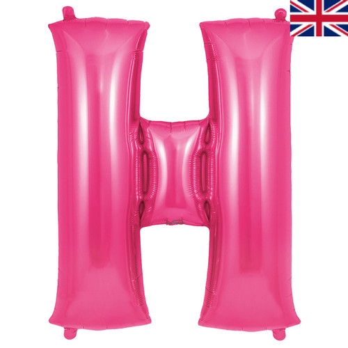 A 34 inch Oaktree Pink Letter H Foil Balloon, manufactured by Oaktree.
