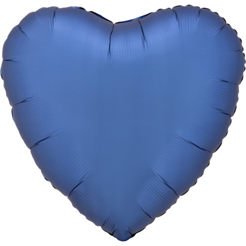 18" Azure Blue Satin Luxe Heart Foil Balloon (1) - UNPACKAGED