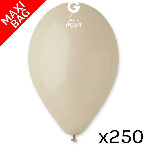 A maxi bag of 250 13" Standard Latte Latex Balloons, manufactured by Gemar.