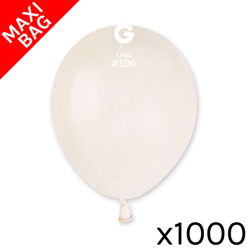 A maxi bag of 1000 5" Marshmallow Linen Latex Balloons, manufactured by Gemar.