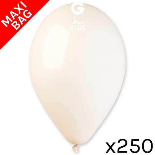 A maxi bag of 250 13" Marshmallow Linen Latex Balloons, manufactured by Gemar.