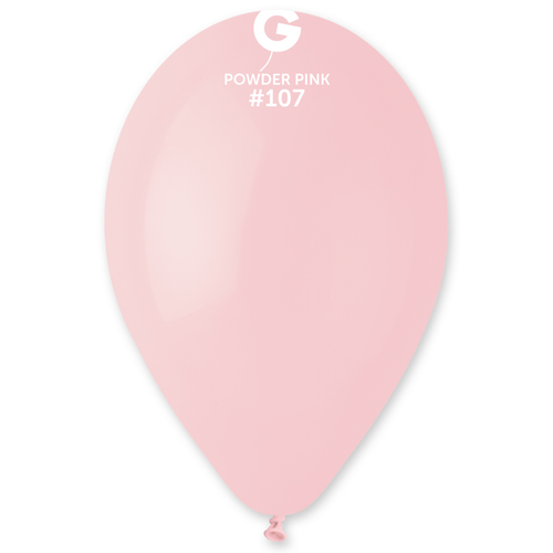 A bag of 50 13" Marshmallow Powder Pink Latex Balloons, manufactured by Gemar.