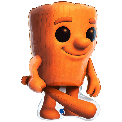 A 24 inch Brainrot Tung Tung Tung Sahur Foil Balloon, manufactured by Grabo.