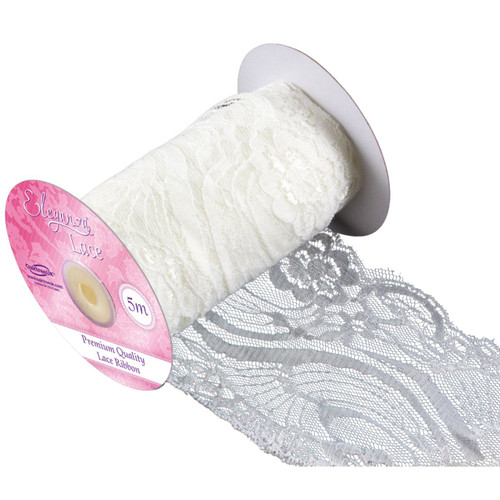 A Spool of Ivory Wide Lace Flower Pattern No. 359 Ribbon, measuring approx. 95mm x 5m.