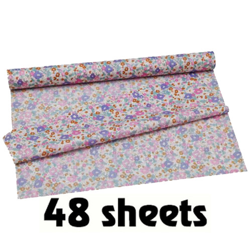 A Multi Coloured Mini Flower Tissue Paper Roll, measuring approx. 50cm x 75cm.