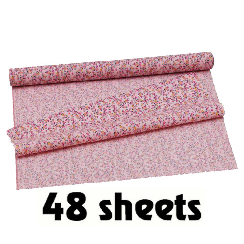 A Pink Mini Flower Tissue Paper Roll, measuring approx. 50cm x 75cm.