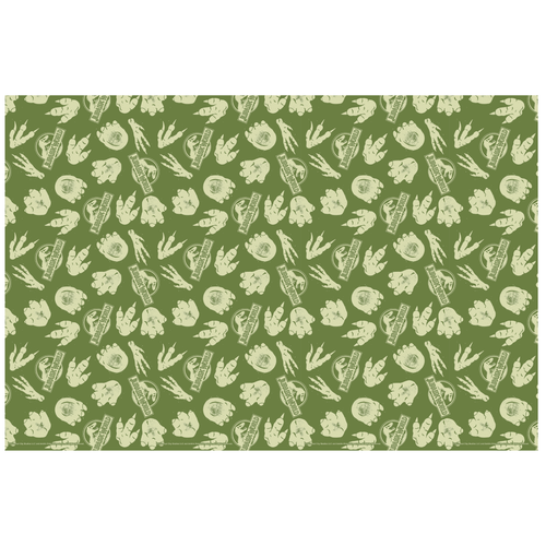 A Jurassic World Paper Tablecover, manufactured by PartyDeco.