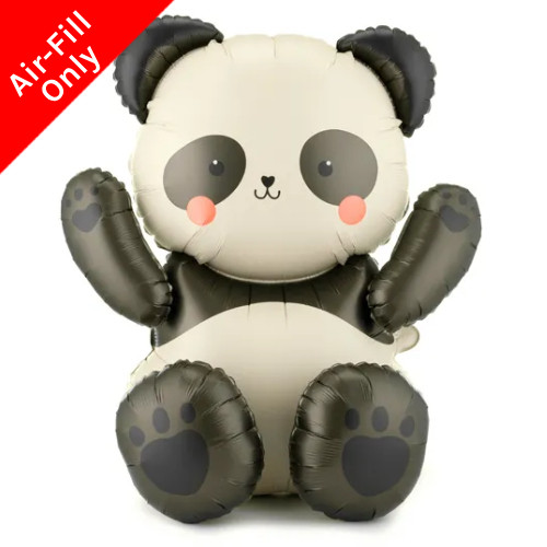 A 28 inch Sitting Panda Bear Foil Balloon, manufactured by PartyDeco.