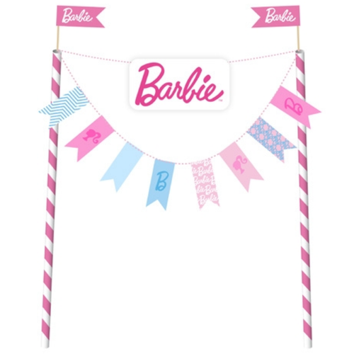 A Barbie Style Bunting Cake Topper, manufactured by Unique.
