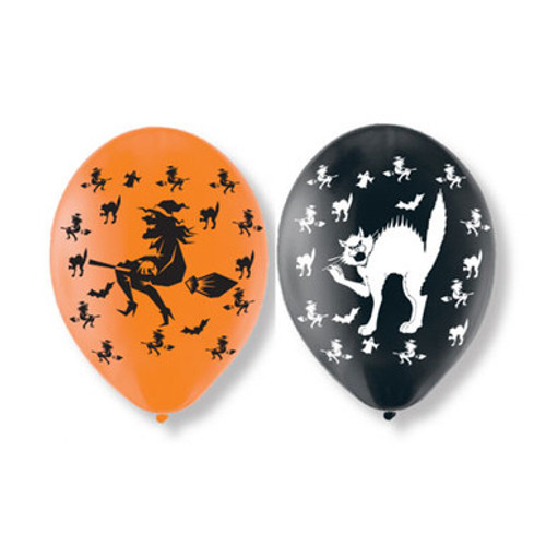 11 inch Halloween Witches & Cats Latex Balloons (6) 11 inch Halloween Witches & Cats Latex Balloons (6)
