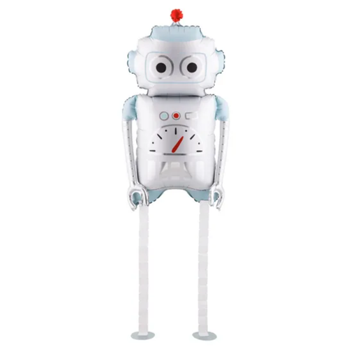 A 38 inch Standing Robot Foil Balloon, manufactured by PartyDeco.