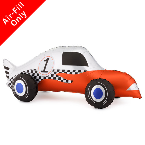 A 35 inch Racing Car Foil Balloon, manufactured by PartyDeco.