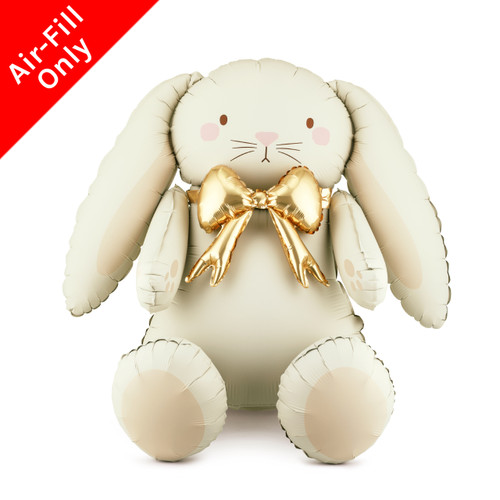 A 33 inch Sitting Cream Bunny Foil Balloon, manufactured by PartyDeco.