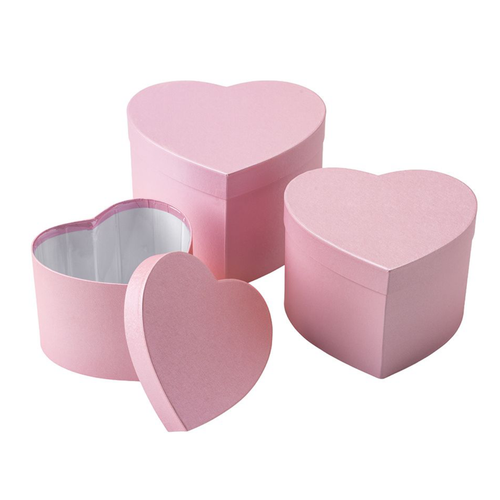 A set of 3 Pink Symphony Heart Hat Boxes, manufactured by Oasis.