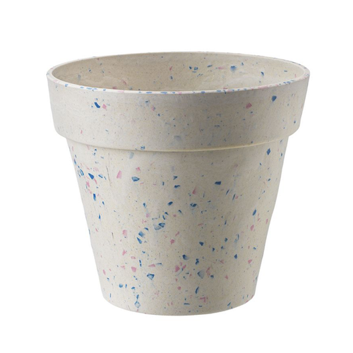 A Pink & Blue Speckles Bamboo Eco Pot, measuring approx. 17.5cm.