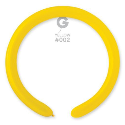 A pack of 100 2" Standard Yellow Entertainer Balloons, manufactured by Gemar.