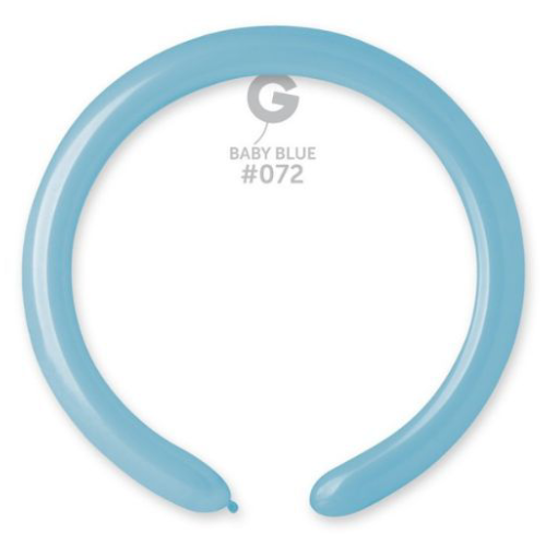 A pack of 100 2" Standard Baby Blue Entertainer Balloons, manufactured by Gemar.