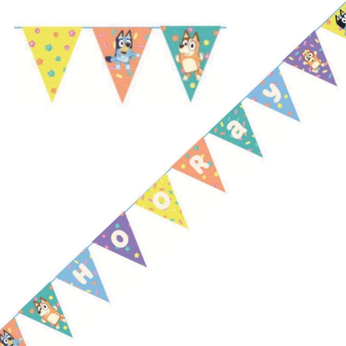 A Bluey Party Paper Pennant Bunting, measuring approx. 12ft.