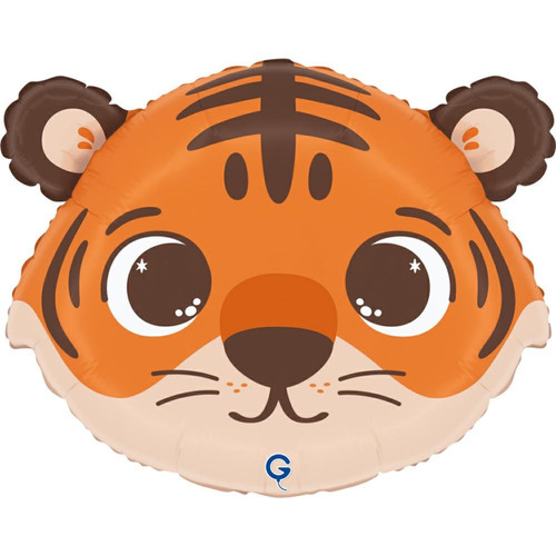 An 18 inch Funny Tiger Head Foil Balloon, manufactured by Grabo.