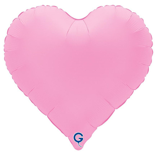 An Unpackaged 18 inch Soft Matte Sakura Pink Heart Foil Balloon, manufactured by Grabo.